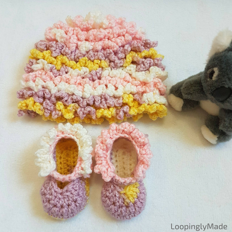 Crochet baby hat and booties set