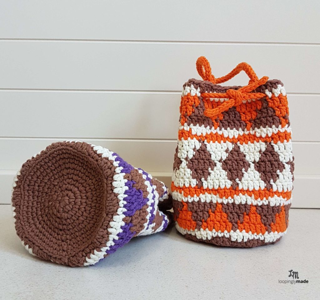 Native Print Drawstring bag- Free crochet pattern