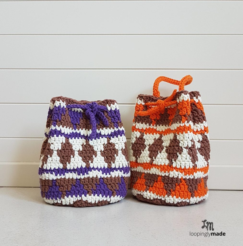 Native Print Drawstring bag- Free crochet pattern