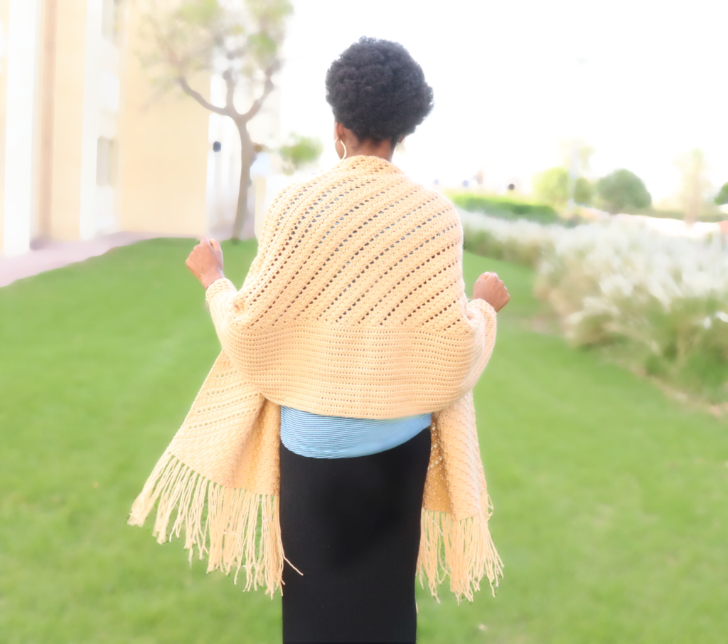 Reversible C2C Prayer Wrap-Cardigan- Free Crochet Pattern