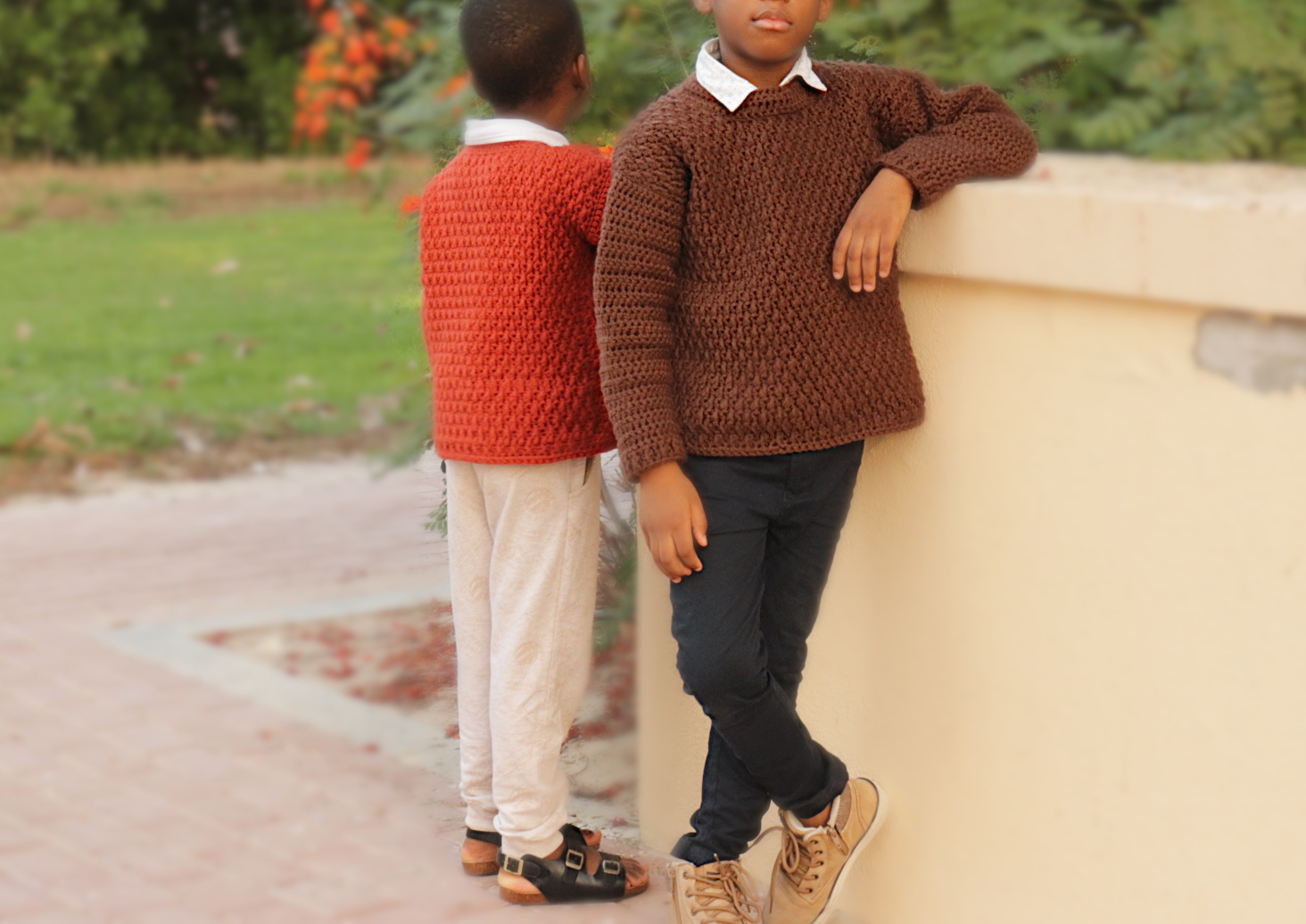 Alpine Stitch Crochet Sweater for Boys-LM